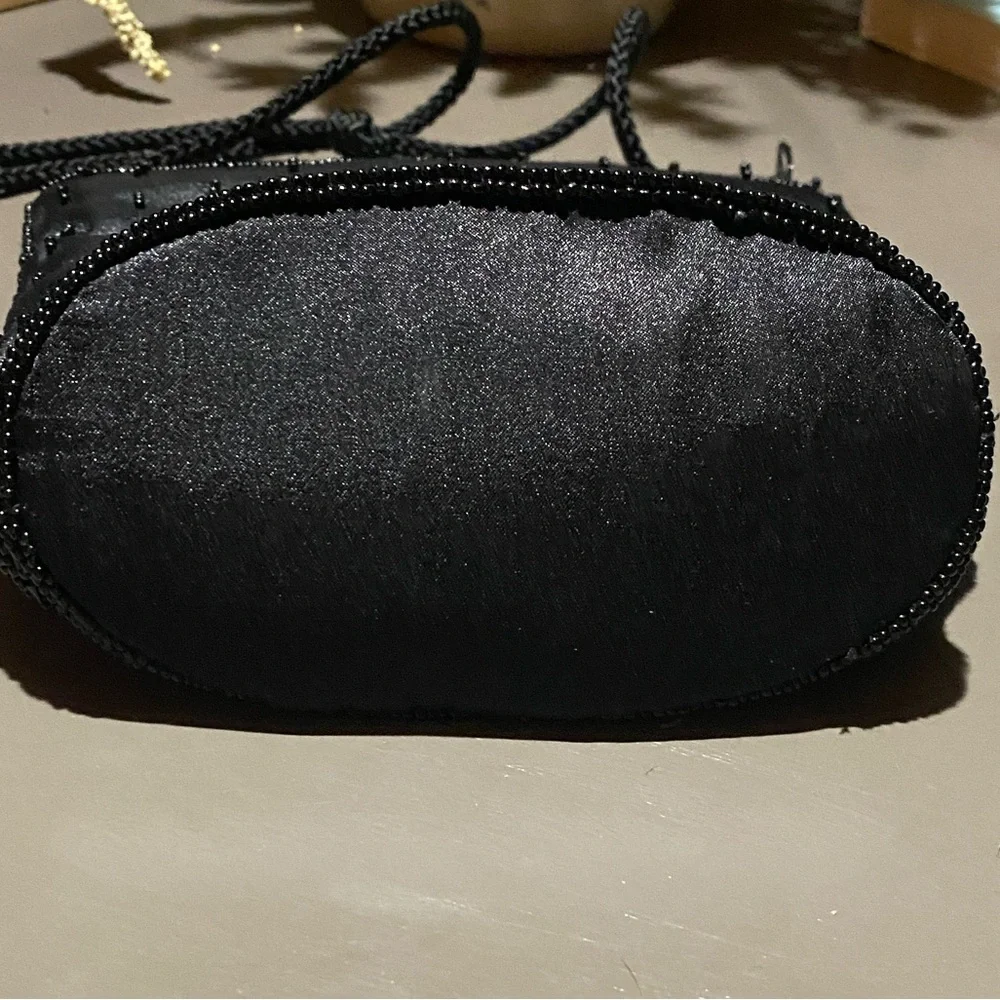 Black Floral Beaded Evening/Shoulder Bag - Picture 3 of 12